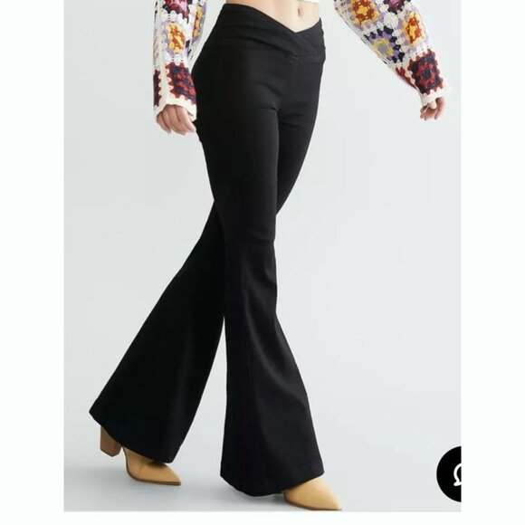 Free People Womens Venice Beach High Rise Flare Jeans Black Sz 32 Boho Festival - Picture 7 of 11